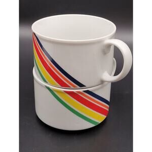 Rainbow Soup Mugs Handles Ceramic Vintage 70s 80s